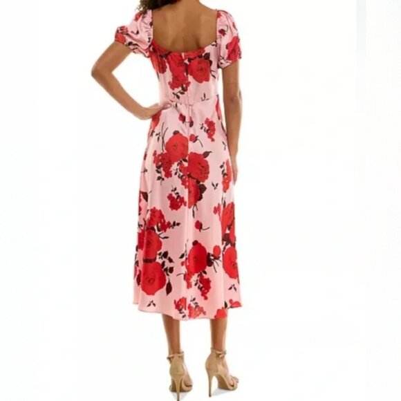 B. Darlin Juniors' Lace-Trim Floral-Print Midi Dress - Picture 2 of 4